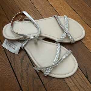 MUDAN Silver Rhinestone Slingback Sandal